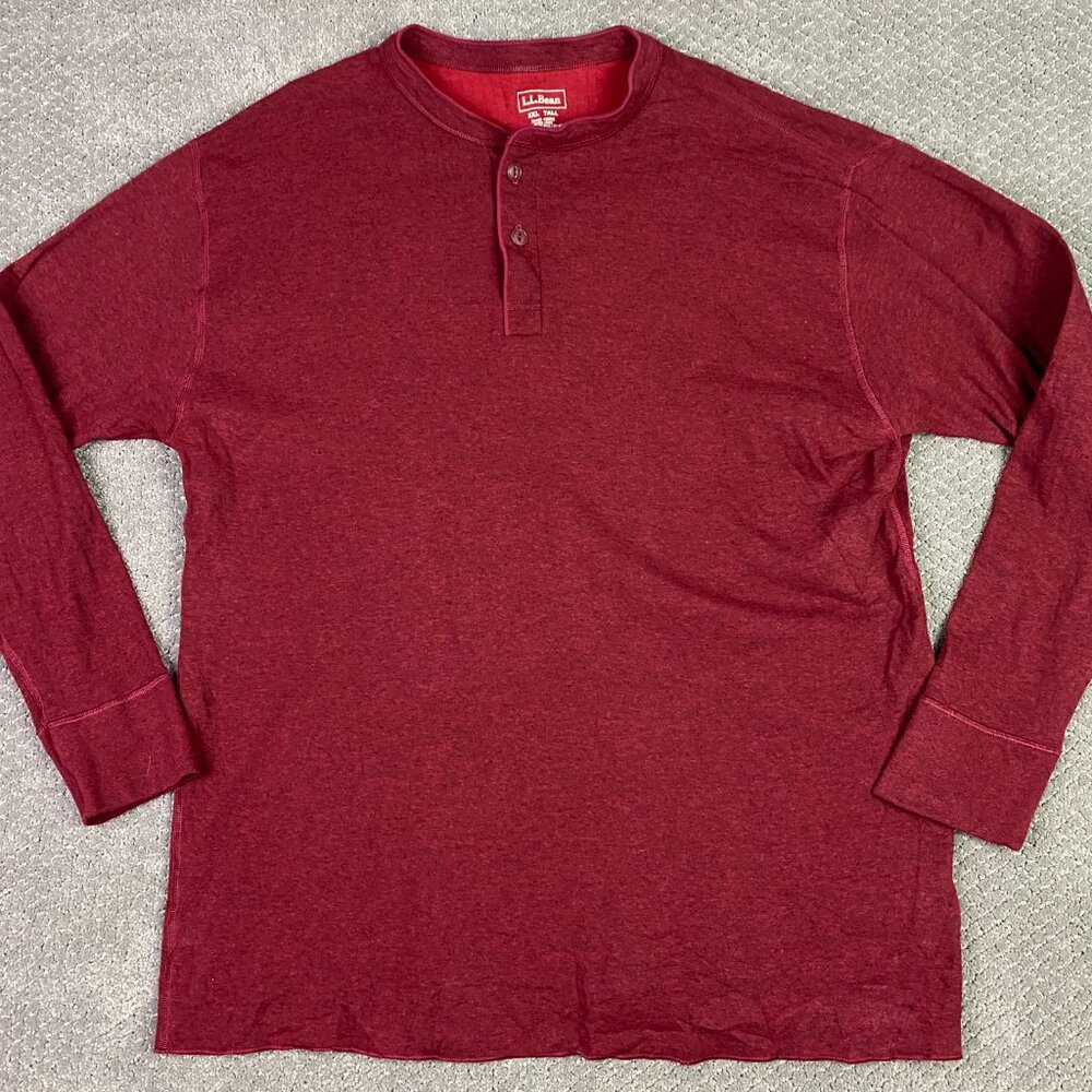NWOT LL Bean River Driver Shirt Henley Men's XXL TALL Red 2XLT 166892